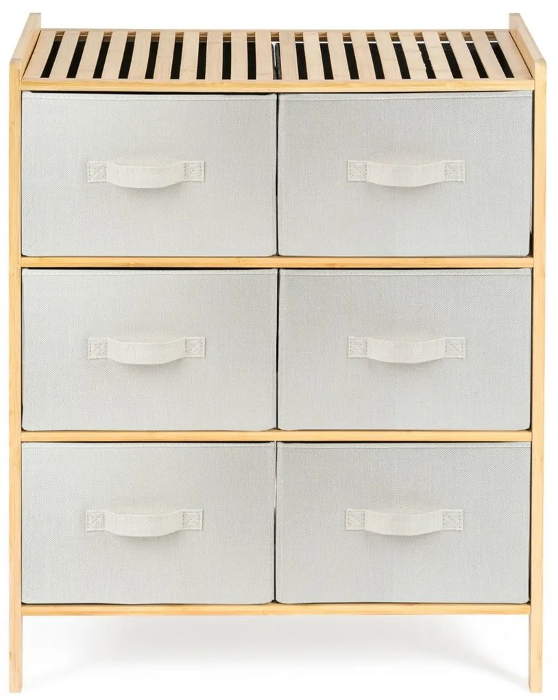 G21 Bambusový regál s košíkmi, 3 police, béžová, 3 poschodia