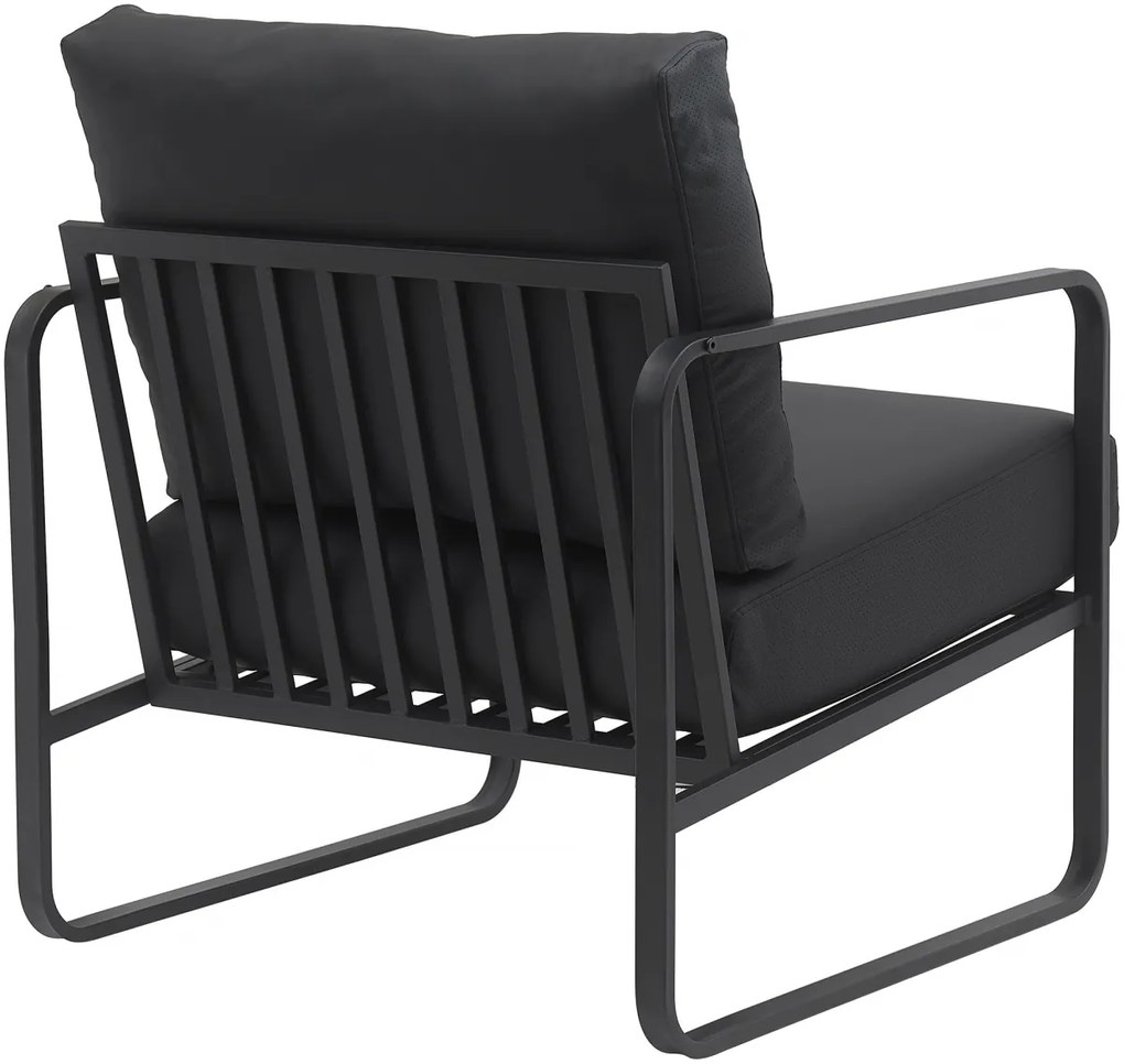 Design-Shop Kreslo Manea - koženka / kov - Čierna