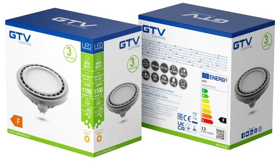 LED žiarovka GU10, 12,5 W – GTV