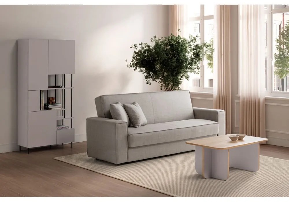 Krémovobiely/v prírodnej farbe konferenčný stolík s doskou v dubovom dekore 56x100 cm Hillary – Marckeric