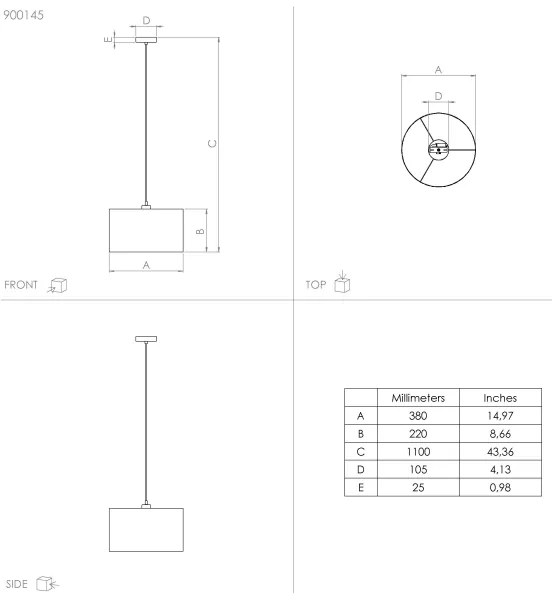 Eglo 900145 - Luster na lanku ZARAGOZA 1xE27/40W/230V pr. 38 cm