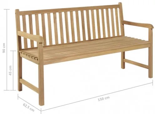 vidaXL Záhradná lavička s červenou podložkou 150 cm tíkový masív-