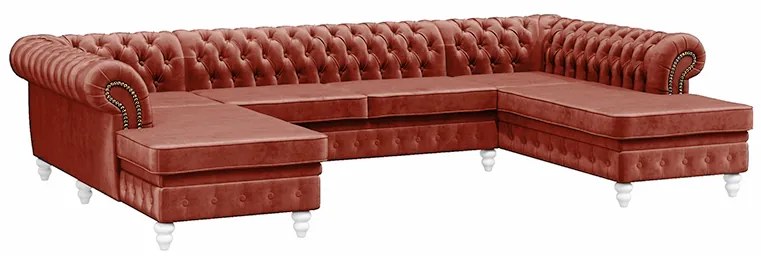 PROXIMA.store - Luxusná sedačka CHESTERFIELD LONG U FARBA NÔH: biela, DRUH LÁTKY: TORRE - 17, FARBA OZDOBNÝCH ŠPENDLÍKOV: staré zlato