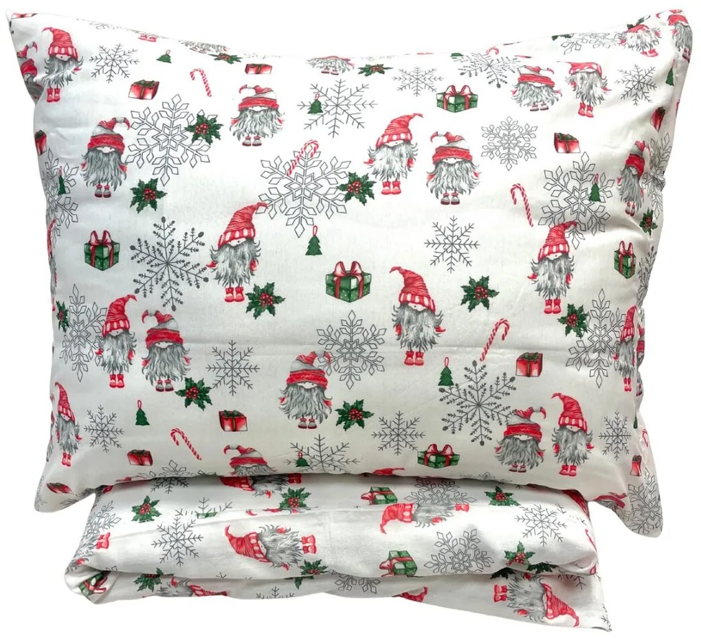 Obliečky bavlnené Vianočné Merry Christmas white 200x140cm+90x70cm TiaHome