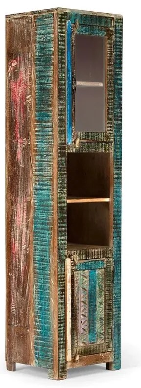 furniture-nabytek.cz - Masivní koupelnová vysoká skříňka Blue Lagoon z mangového dřeva, lakovaná, barevná – 45×40×188 cm