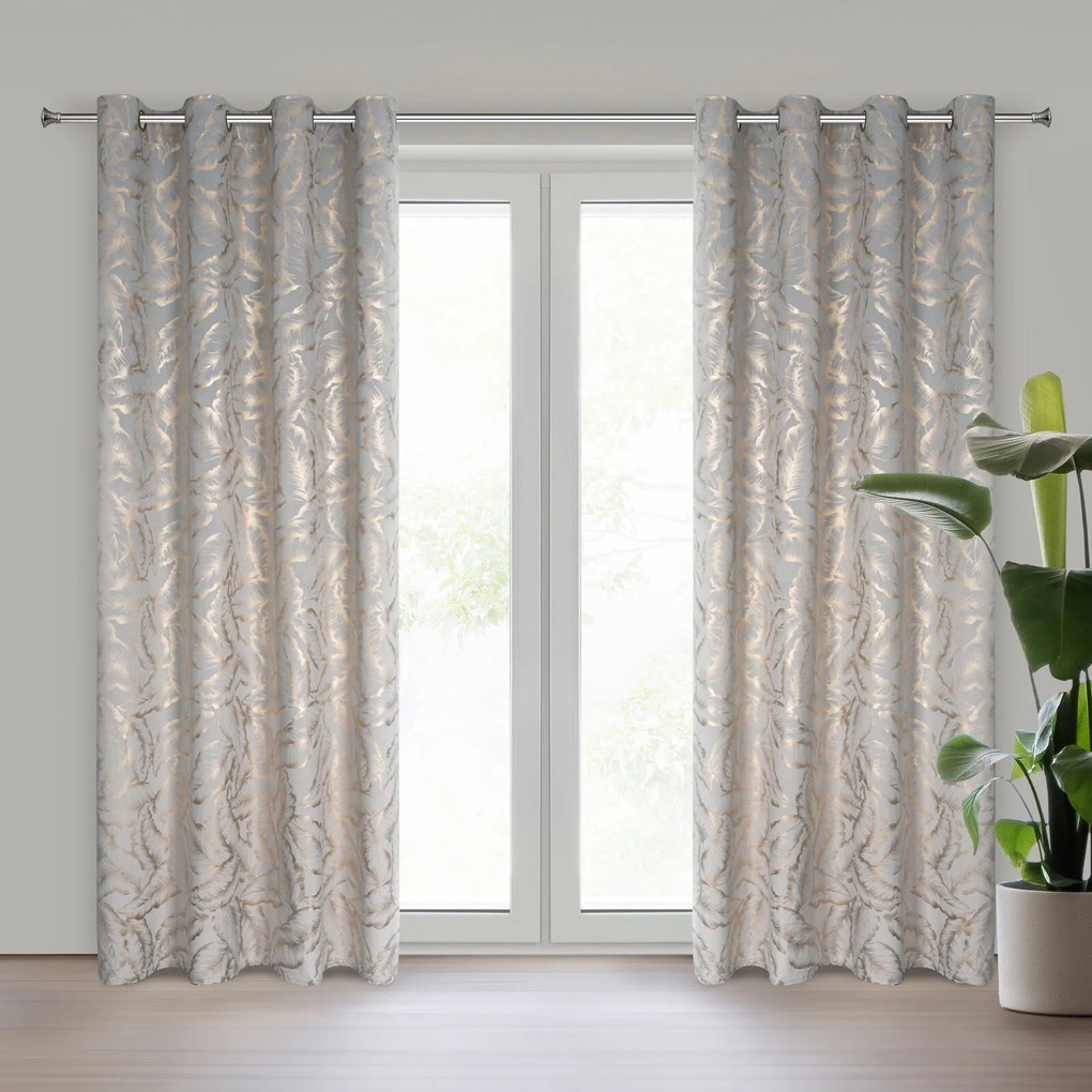 ZATEMŇOVACÍ ZÁVES NA KRÚŽKOCH MILENA 140X250 CM LISTY