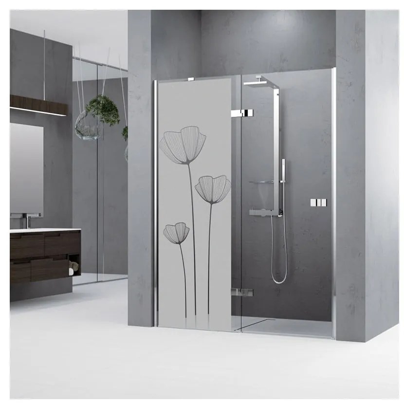 Samolepka na dvere do sprchy Ambiance Poppy Flowers