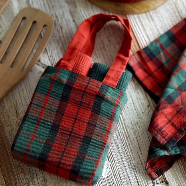 Sada kuchynských utierok TARTAN červená / zelená 870557