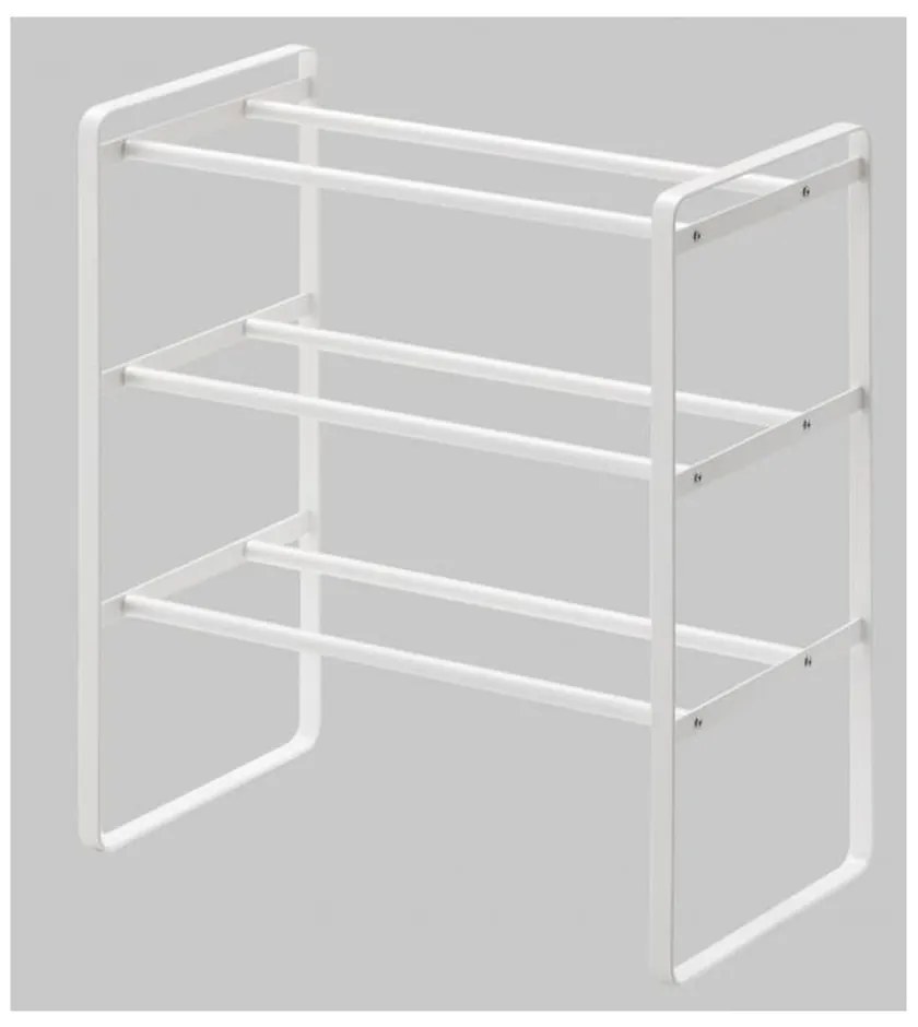 Biela nastaviteľná polica na topánky s 3 poschodiami YAMAZAKI Maebashi