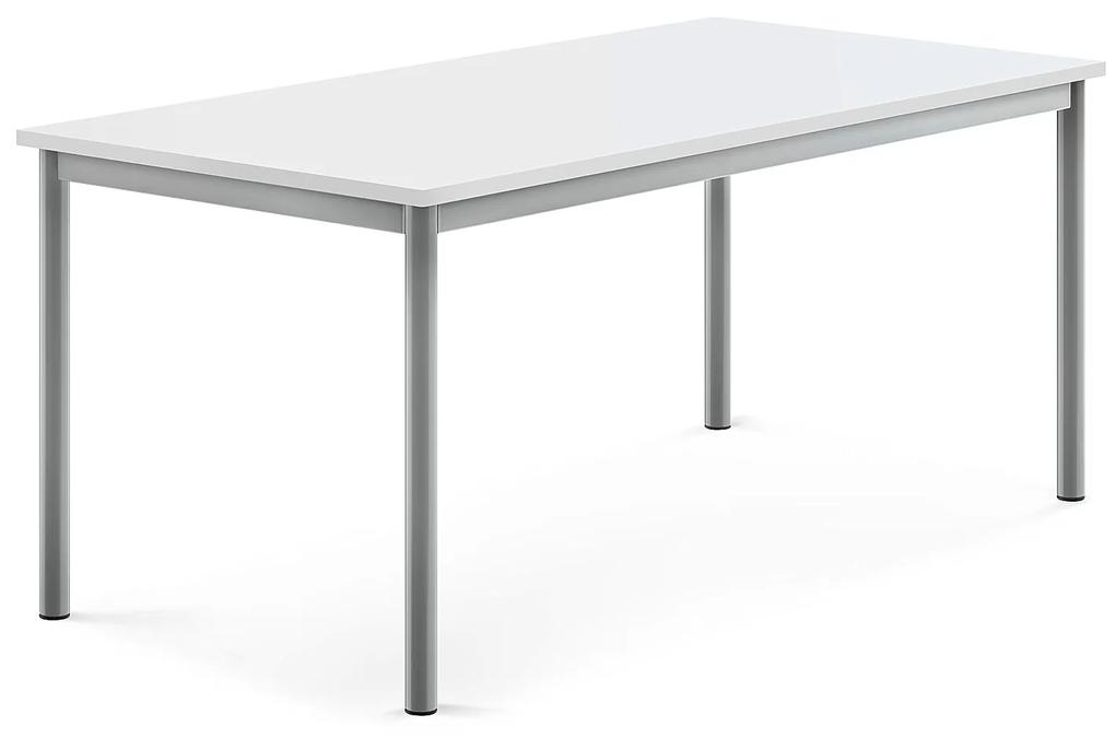 Stôl BORÅS, 1400x700x600 mm, laminát - biela, strieborná