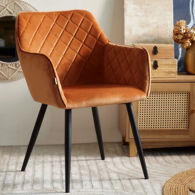 Jedálenská stolička SHELTON zamatová oranžová 860534