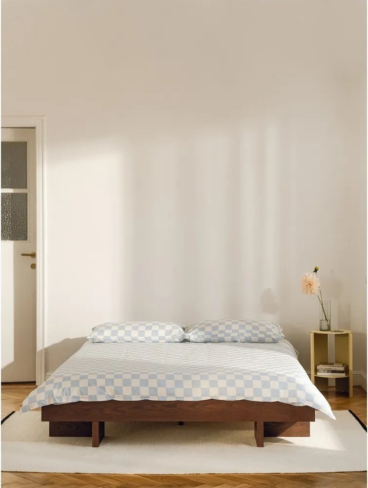 Hnedá dvojlôžková posteľ z MDF v dekore jaseňa bez čela s roštom 180x200 cm Kito – noo.ma