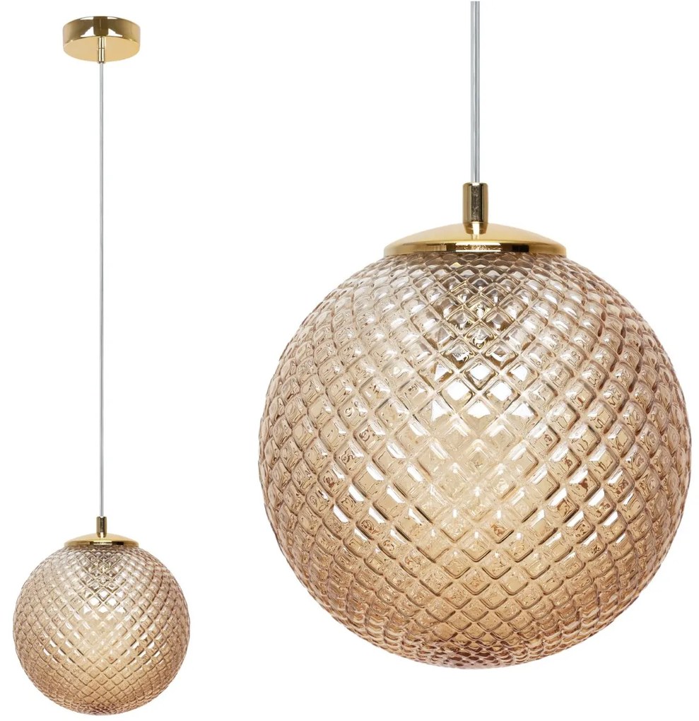 Závesne svietidlo Cannes, 1x medové sklenené tienidlo (fi 20 cm), G