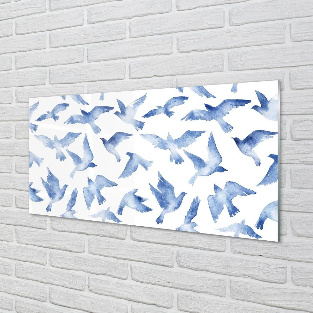 Sklenený obraz maľované vtáky 125x50 cm