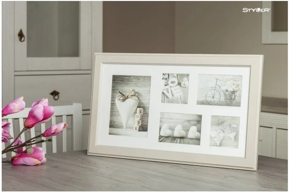 Béžový rámček na 5 fotografií Styler Malmo, 51 × 27 cm
