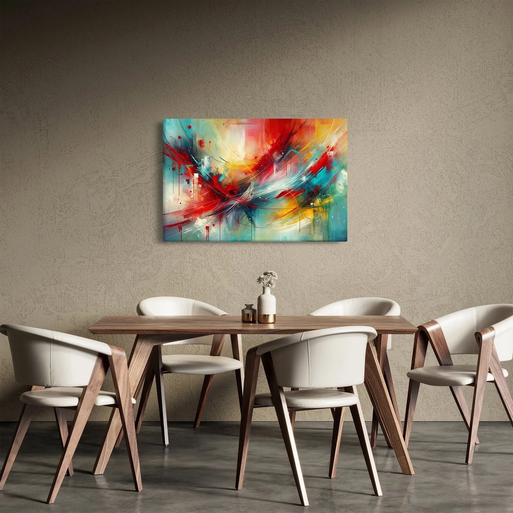 Obraz – Abstrakcia s červenou (90x60 cm)