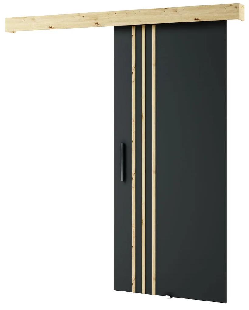 Posuvné dvere 90 cm Lovella (dub artisan + čierna matná). Vlastná spoľahlivá doprava až k Vám domov. 1043548