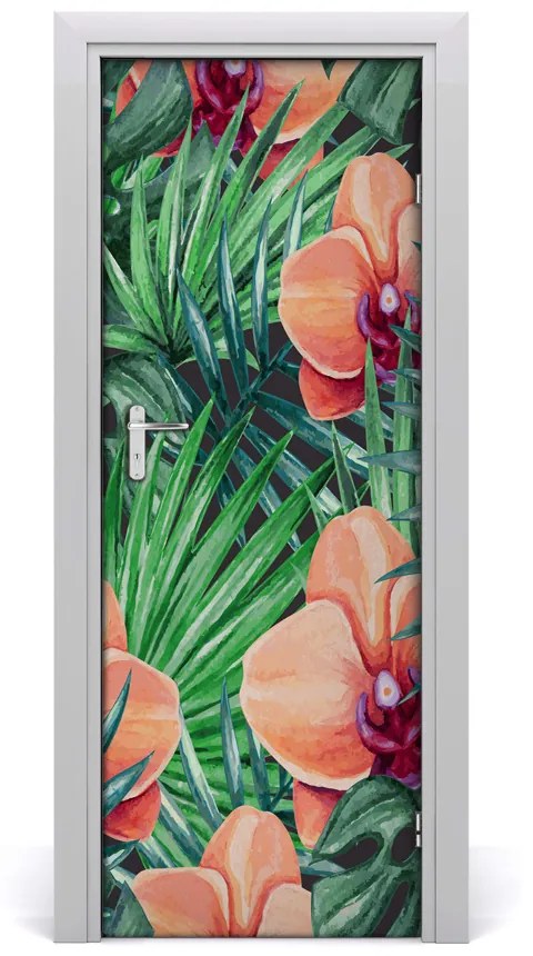 Samolepiace fototapety na dvere Orchidea a palmy 85x205 cm