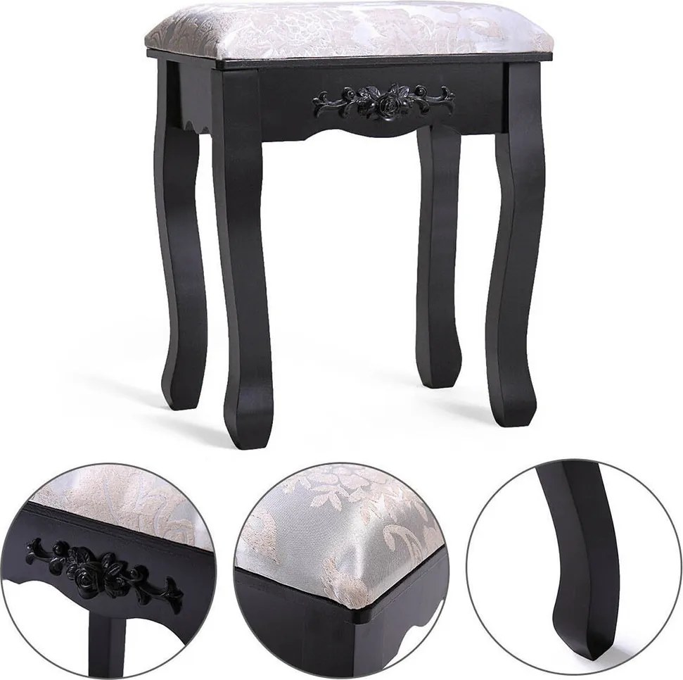 Toaletný stolík s taburetkou- Rome, čierny