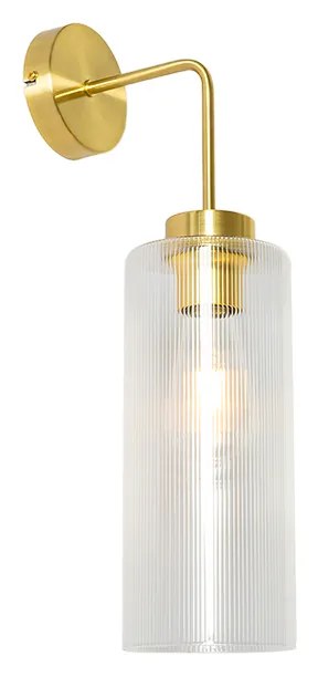 Art Deco nástenná lampa zlatá so sklom - Laura