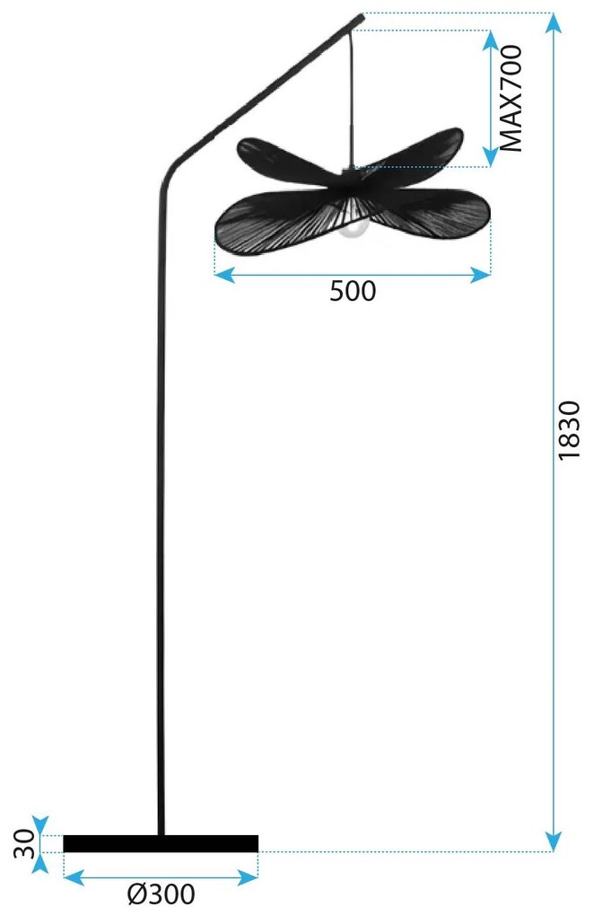 Toolight Toolight, lampa na postavenie 1xE27, APP1835-1F, čierna, OSW-00638