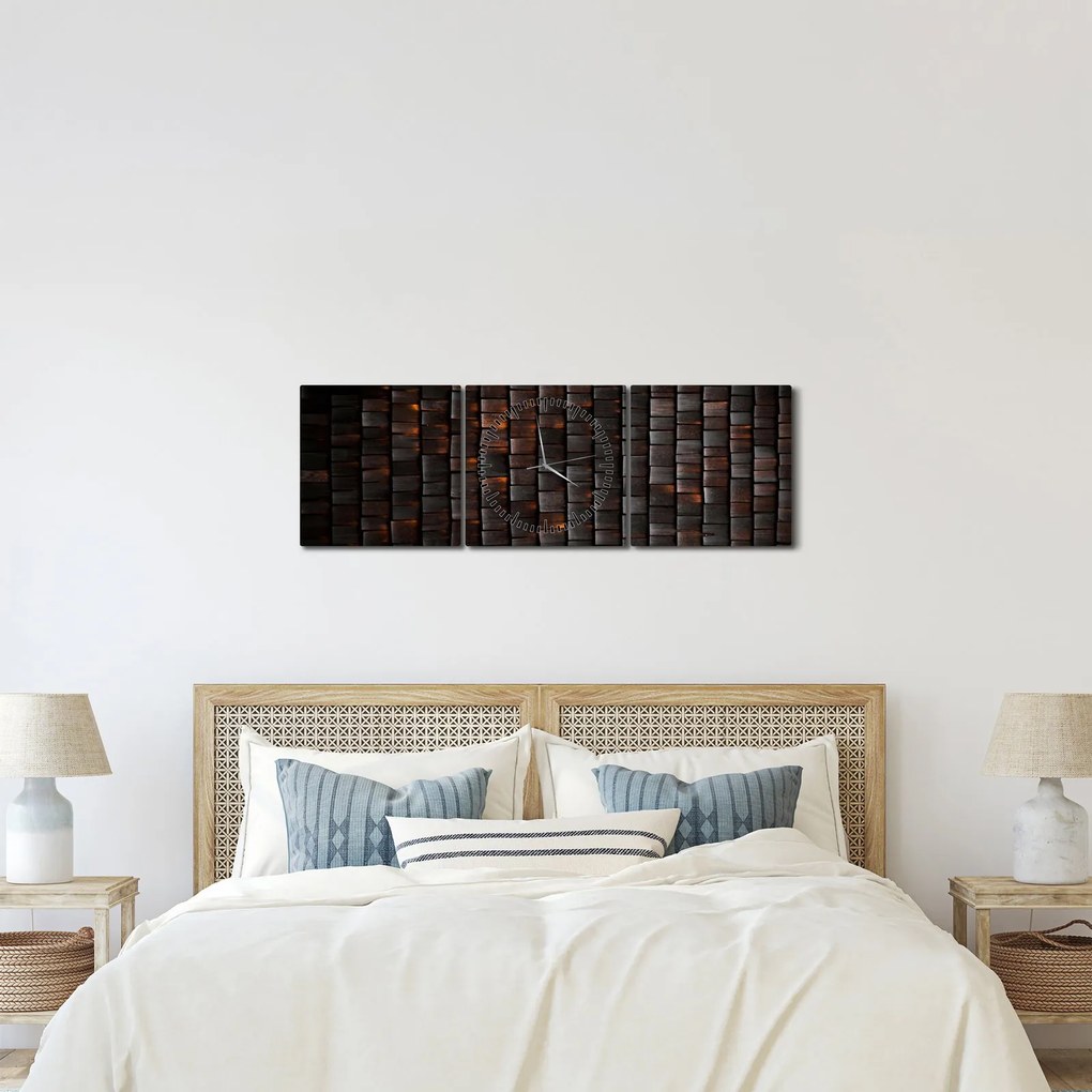 Moderný abstraktný obraz (s hodinami) (90x30 cm)