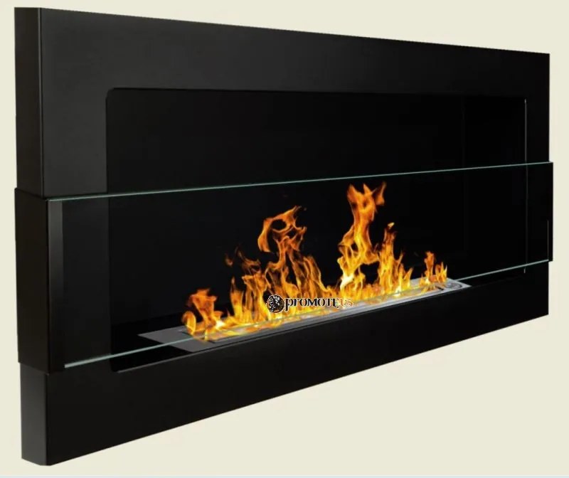 Závesný biokrb na stenu AIASA ČIERNY MAT SO SKLOM 90x40x12