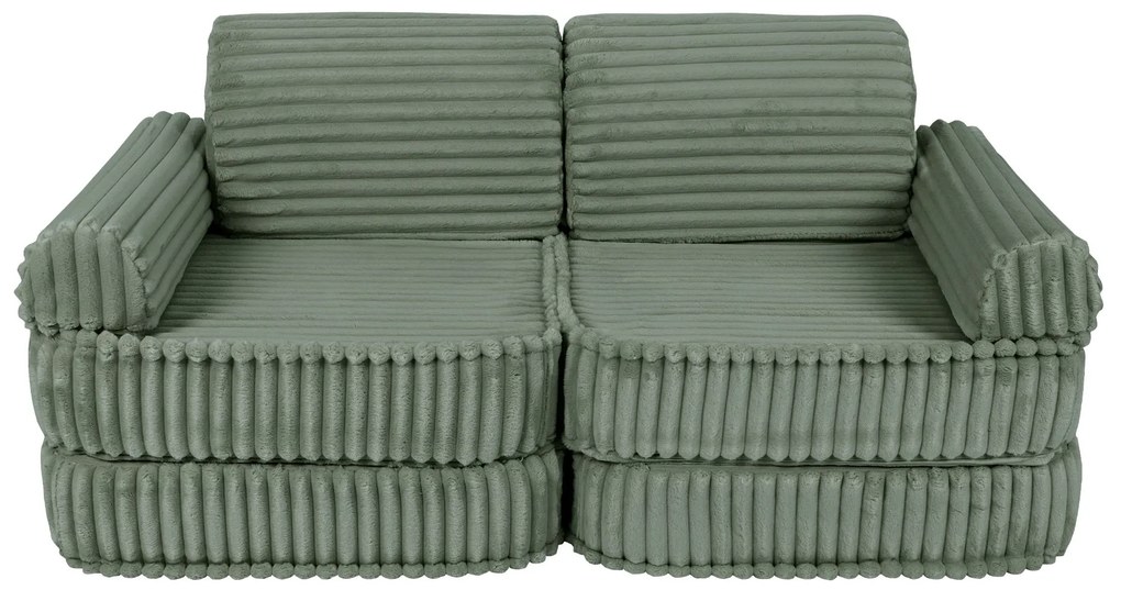 MeowBaby® Churros detská pohovka Plus, Olive Sage Green