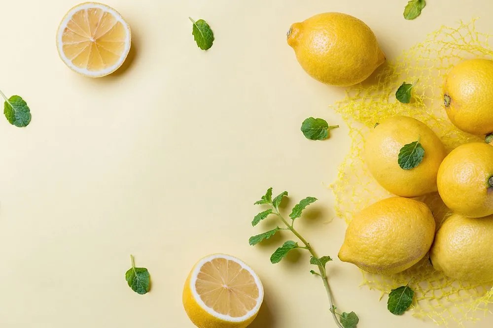 Fototapeta zátišie z citrónov a mäty