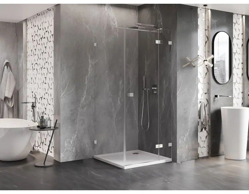 Mexen Lunar T, výklopný sprchový kút pravý 80 x 80 cm, číre sklo, chrómový profil, 834T-080-080-01-00-P