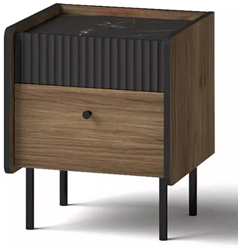 Nočný stolík Prestigo P12 Vojnový orech/San Seb/Čierny mat