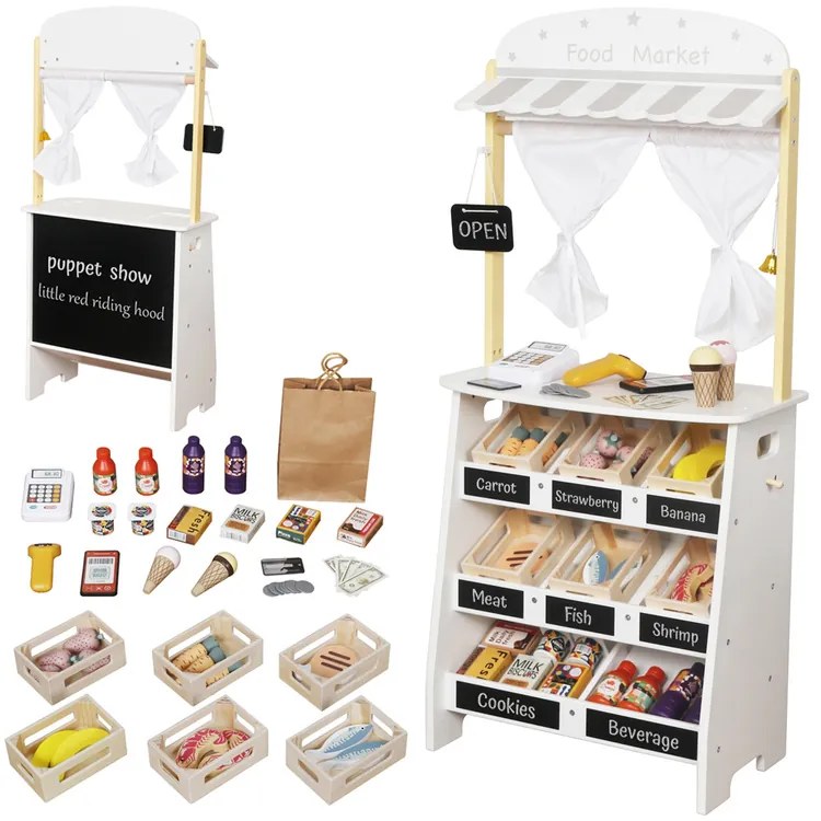 Drevený stánok a divadlo 2v1 kreatívna zábava pre deti ZA5267