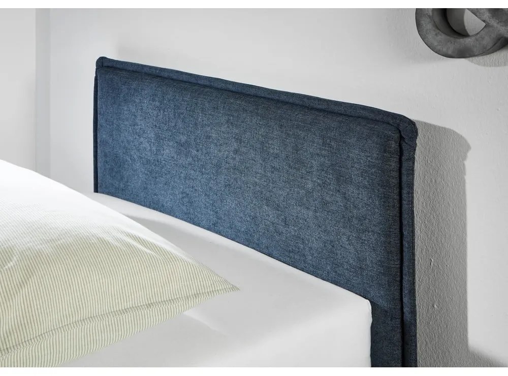 Tmavomodrá čalúnená detská posteľ s úložným priestorom s roštom 140x200 cm Fun – Meise Möbel