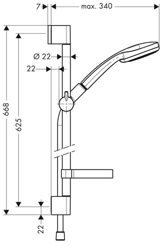 Hansgrohe Croma 100, Vario sprchová súprava so sprchovou tyčou 65 cm a miskou na mydlo, chrómová, HAN-27772000