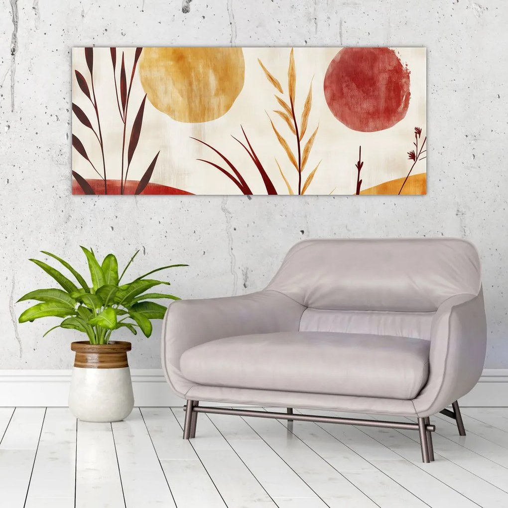 Obraz - Rastliny a kruhy (120x50 cm)