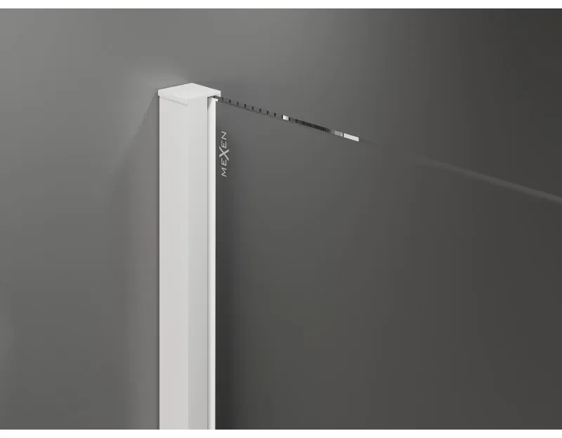 Mexen Velar, sprchový kút s posuvnými dverami 130 x 90 cm, 8mm sklo námraza, biela matná, 871-130-090-31-20