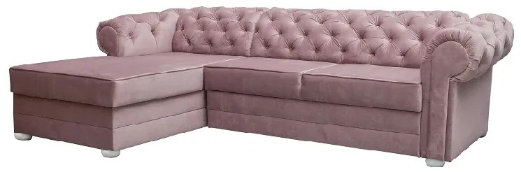Sedačka v štýle Chesterfield Vertigo, ružová Roh: Orientace rohu Levý roh