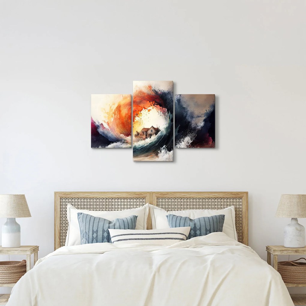 Obraz - Vo víre povodne, akvarel (90x60 cm)