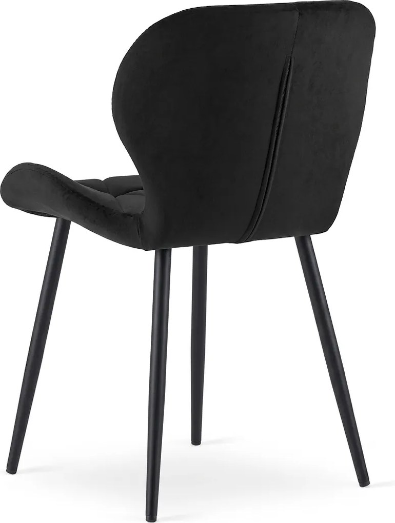 Jedálenská stolička MANGO VELVET s čiernymi nohami, čierna