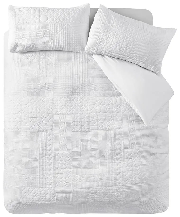 Biele obliečky na dvojlôžko 200x200 cm Folkstone Geo – Catherine Lansfield