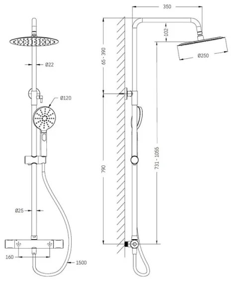 BATH DELUXE 31-120-07-60-00 - Sprchová súprava s termostatickou batériou DRAGOR