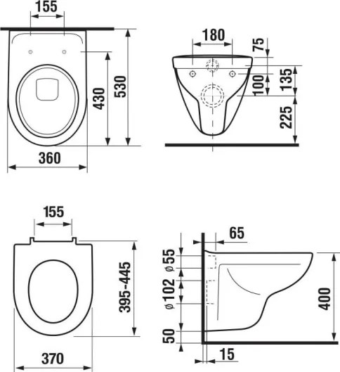 Závesné WC + WC sedátko LYRA + tlačidlo DUAL + podomietkový modul + podložka