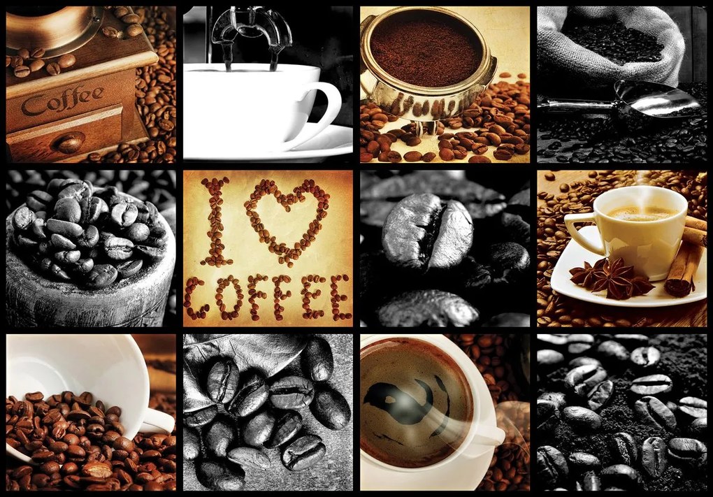 Fototapeta - I love coffee - koláž (152,5x104 cm)