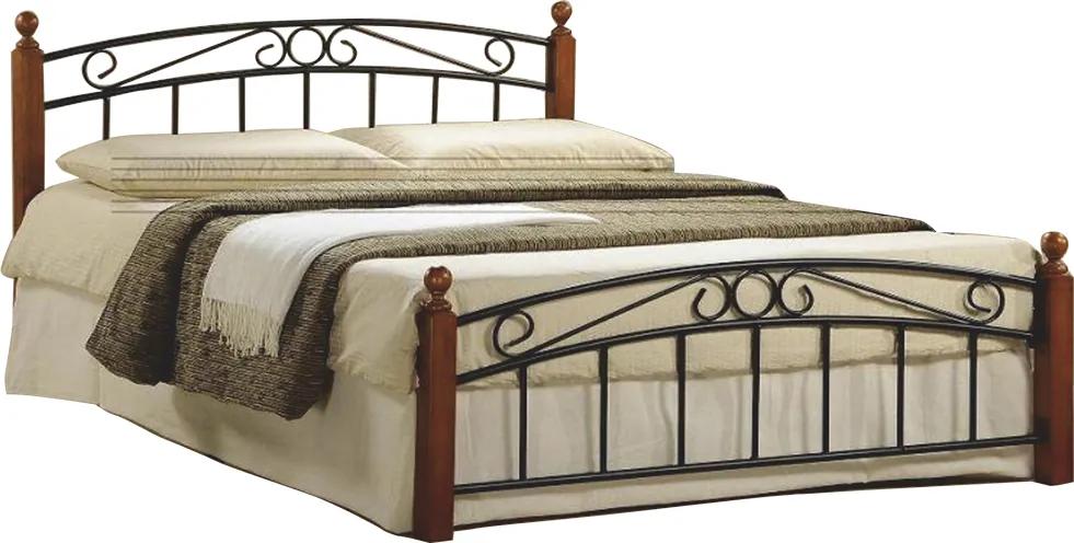 Manželská posteľ, čerešňa/čierny kov, 180x200, DOLORES