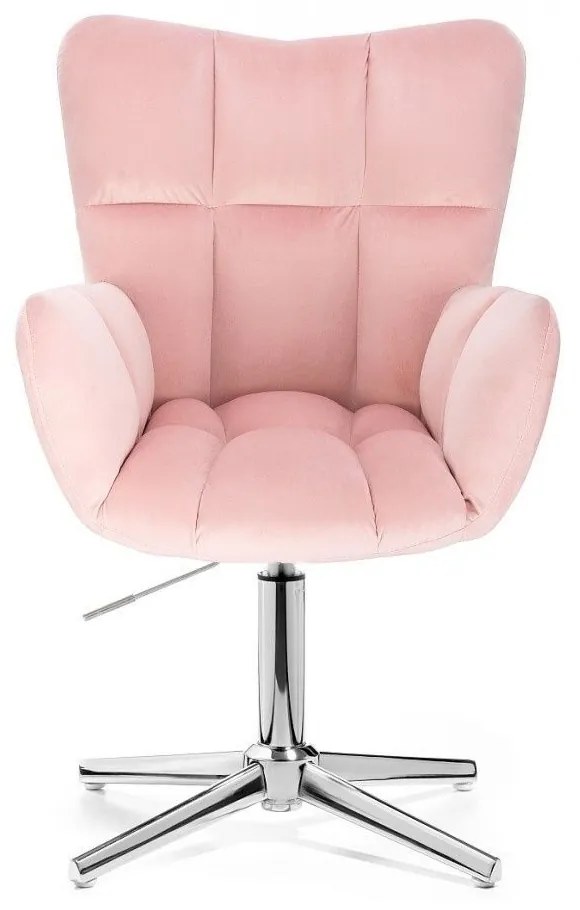 LuxuryForm DESIGN Otočné kreslo AURORA VELUR na striebornom kríži - svetlo ružové