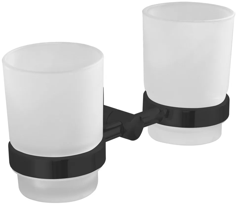 Aqualine Aqualine, SAMBA dvojitý držiak pohárov, mliečne sklo, čierna, SB205