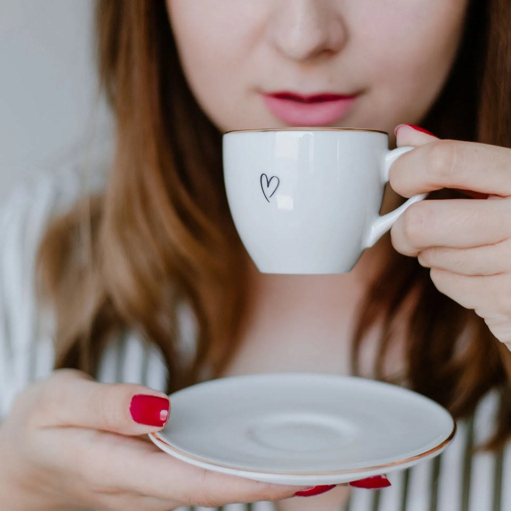 Bella Rose Šálka na espresso s podšálkou Srdiečko 90 ml