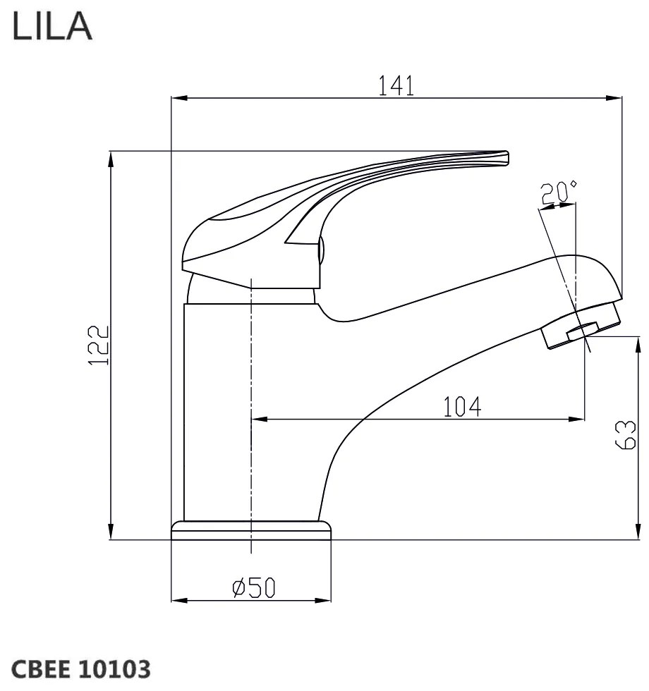 Mereo Mereo, Umývadlová stojanková batéria vyššia, Lila, s clic-clac, vyššia varianta, MER-CBEE10104C