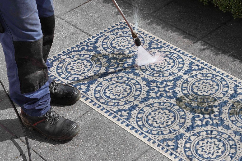 Hanse Home, Behúň Twin Supreme 104130 Blue / Cream – na von aj na doma, 80x250, modrá, chodba / predsieň