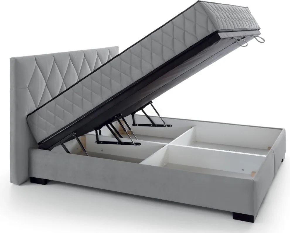 Posteľ Reve 160x200 cm, svetlo šedá látka